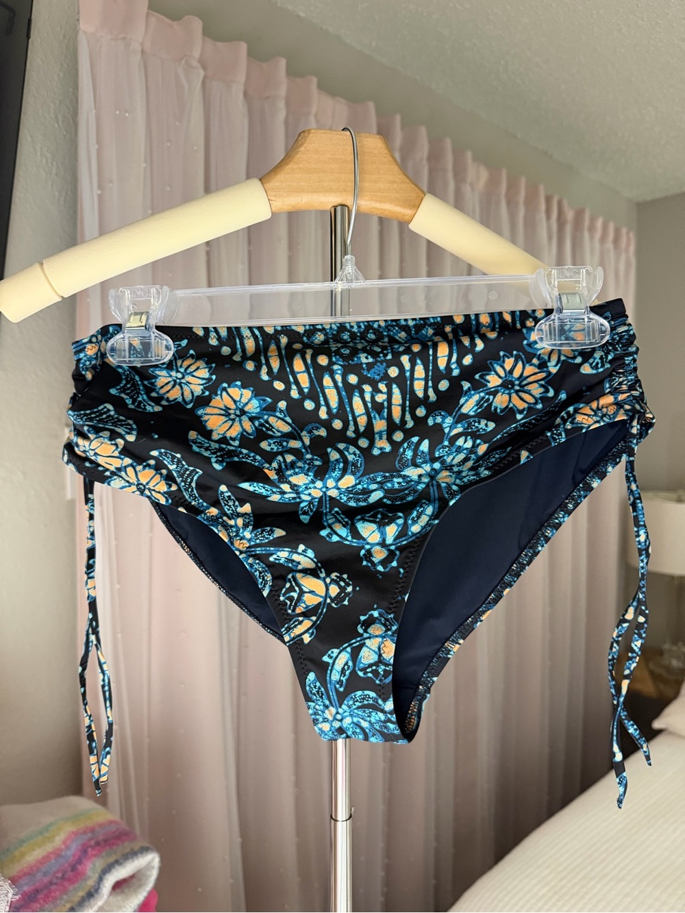 Ulla Johnson Black Floral Tie-Side Bikini Bottoms